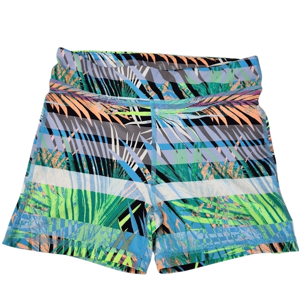 Tropical Print Girls Active Spandex Bike Shorts Large